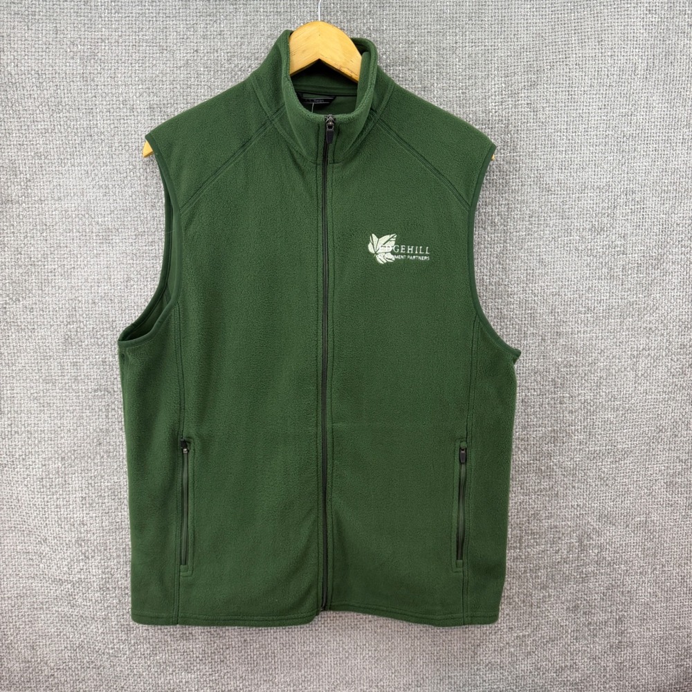 L.L. Bean Mens Fitness Fleece Vest Men's Med Deep Balsam Green Full Zip Logo